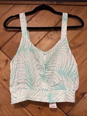 NWT Roxy Mint Palm-Print Cropped Tank XL